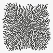 Monochrome abstract vector illustration with organic shape made of round particles. Modern scientific background with growing microscopic bacteria. Schematic generative fungus. Element of design.