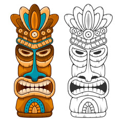 Wall Mural - Wooden Tiki mask