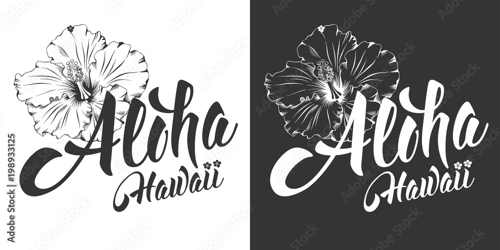 Aloha Hawaii lettering - obrazy, fototapety, plakaty 