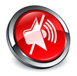 Mute volume icon 3d red round button