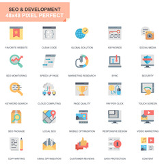 Poster - simple set seo and development flat icons for website and mobile apps. contains such icons as clean 