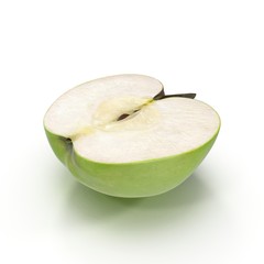 Poster - Half Green apple isolated on the white. 3D illustration