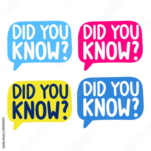 Did you know? Set of lettering and hand drawn speech bubbles. Flat