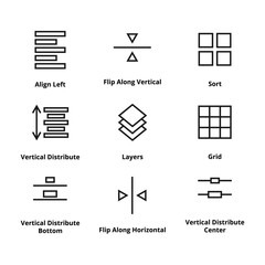 Poster - 9 Aligment thin line icons. Icons for web and user interface