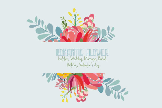 Romantic Flower, floral. Invitation. Wedding, marriage, bridal, birthday, Valentine's day