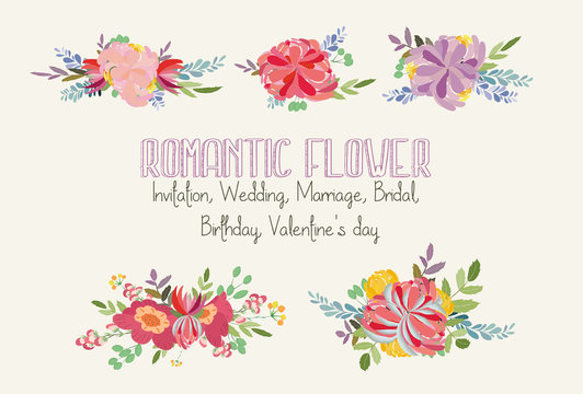Romantic Flower. Invitation. Wedding, marriage, bridal, birthday, Valentine's day