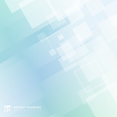 Abstract geometric squares pattern overlay motion on blue gradient color background technology.