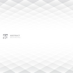 Poster - abstract squares pattern geometric white and gray color perspective background with copy space.