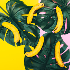 Wall Mural - a handful of bananas lying on palm leaves