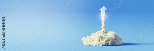 Cuadros en Lienzo Explosion simulation with arrow sign, original 3d rendering illustration