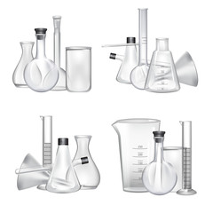 Wall Mural - Vector piles of chemical laboratory glass tubes set