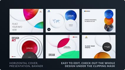 Wall Mural - Presentation. Abstract vector set of modern horizontal templates with colourful smooth shapes for business, teamwork