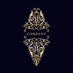 Wall Mural - antique scrollwork logo vintage label western engraving retro vector illustration