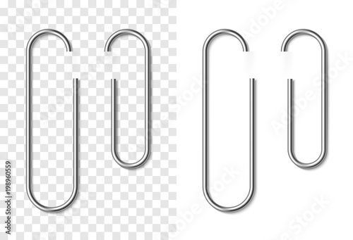 Cuadros en Lienzo Set of silver metallic realistic paper clip