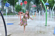 © lexmomot - Little girl jumps on outdoors. Happy childhood concept