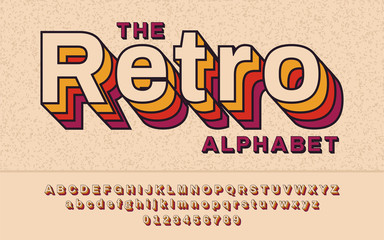 retro font 90's, 80's. with vhs effect, vector abc alphabet