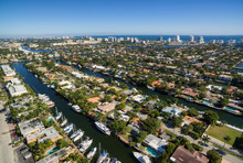Aerial View Of Fort Lauderdale Las Olas Isles, Florida, USA