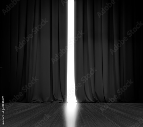 Cuadros en Lienzo Black curtain background with bright light behind