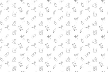 Sticker - Vector summer drink pattern. Summer drink seamless background