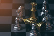chess board game competition business concept.Strategy chess battle Intelligence challenge game on chess board.