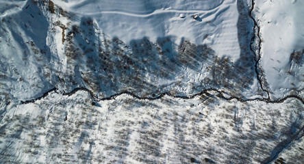 Sticker - Drone view of a tiny stream in the Alps