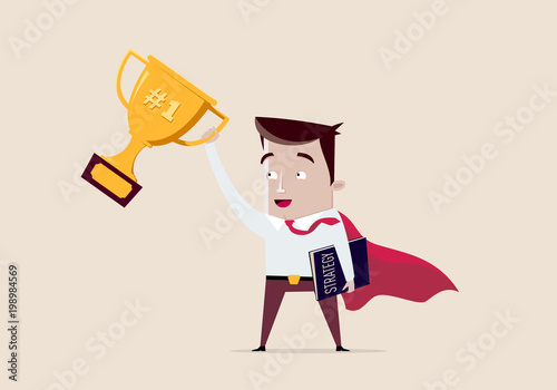 Fotografía Super businessman winner with cup for first place