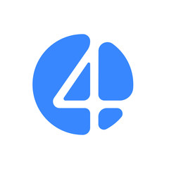 Poster - Number font logo modern abstract blue icon of number 4 Four for font logo
