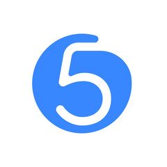 Poster - Number font logo modern abstract blue icon of number 5 Five for font logo