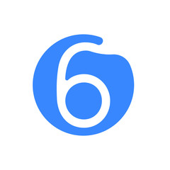Poster - Number font logo modern abstract blue icon of number 6 Six for font logo