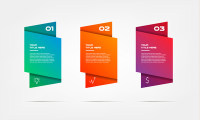 Poster - Gradient infographics step by step. Element of chart, graph, diagram with 3 options - parts, processes, timelines. Vector business template for presentation, banners. Abstract form