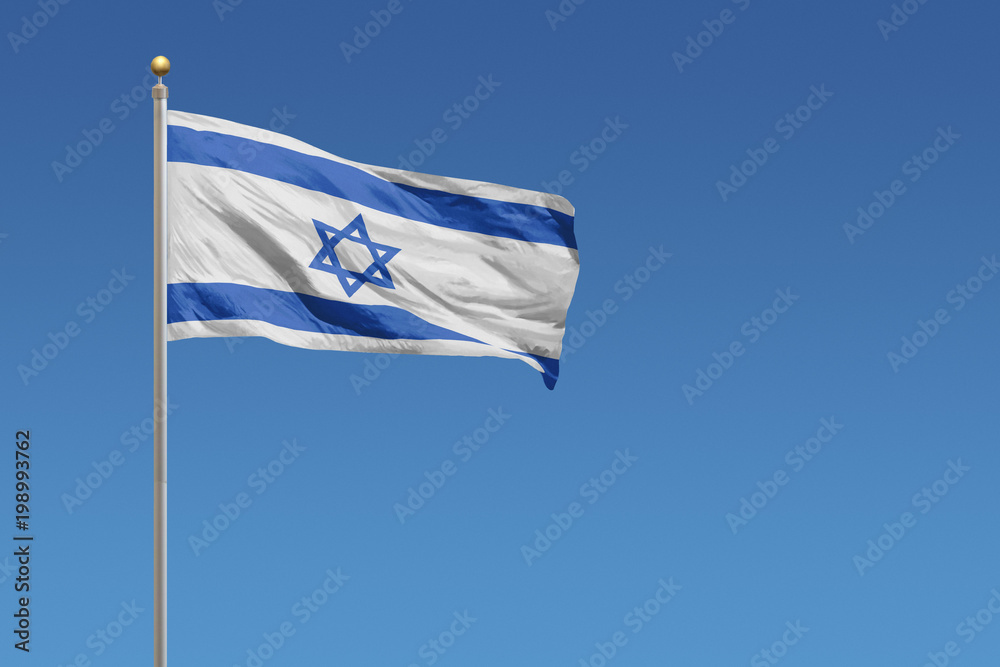 Flag of Israel in front of a clear blue sky Stock Photo | Adobe Stock