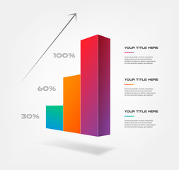 Wall Mural - 3d blocks infographics step by step. Element of chart, graph, diagram with 3 options - parts, processes, timeline. Vector business template for presentation, workflow layout, annual report, web design