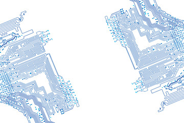 Fototapete - Abstract EPS10 vector background with high tech circuit board. Microchip background with two diagonal simmetrical motherboard pattern elements frame and copy space for your text.