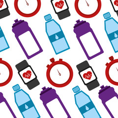 Sticker - healthy lifestyle icons with sportwatch pattern vector illustration design