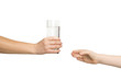 © Prostock-studio - Woman giving glass of water to kid, isolated