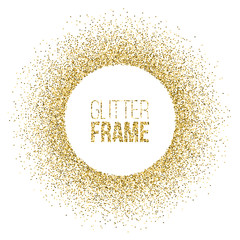 Poster - round frame made of golden glitter isolated on white background. vector golden frame.