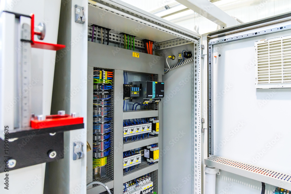 Power distribution control panel. Electricity. Stock Photo | Adobe Stock