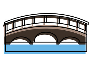 bridge with water scene vector illustration design