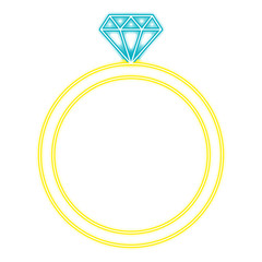 Sticker - diamond ring wiyh neon lights vector illustration design