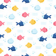 fish cartoon seamless pattern