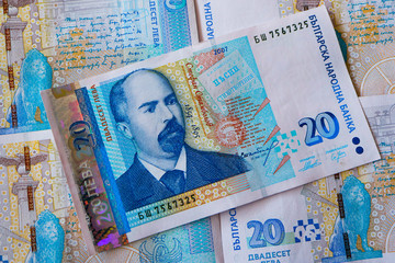 Wall Mural - Bulgarian currency BGN banknote, 20 leva, macro. Depicts a portraiture of Stefan Stambolov, politician, journalist and revolutionist.