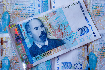 Wall Mural - Bulgarian currency BGN banknote, 20 leva, macro. Depicts a portraiture of Stefan Stambolov, politician, journalist and revolutionist.