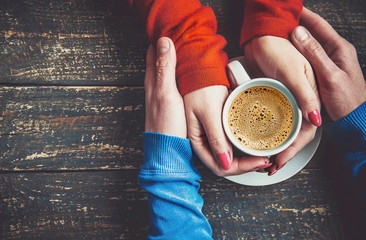 Wall Mural - A cup of coffee. Selective focus.   