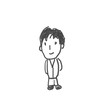 © KT - ぼくのパパ。僕の街のみんな。子供の落書き風。ゆるいイラスト線画、ラフ、下絵、塗り絵