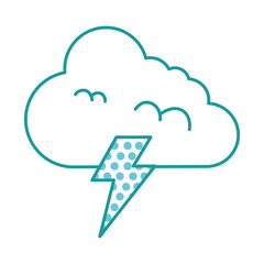 Sticker - climate cloud with thunder vector illustration design