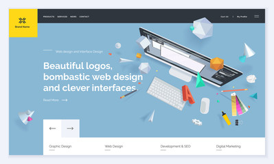 Website template design. Modern vector illustration concept of web page design for website and mobile website development. Easy to edit and customize.