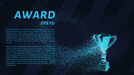 the award of the particles. sports trophy consists of circles and points. vector illustration.
