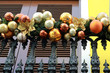 Christmas balls hanging on balcony, Old San Juan, Puerto Rico, Caribbean