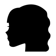 Sticker - female head profile silhouette vector illustration design