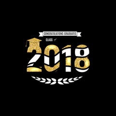 Wall Mural - Congratulations on Graduation 2018 Class Background Vector Illustration